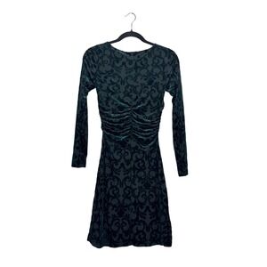 LOFT Green Velvet Damask Mesh Bodycon Dress Whimsigoth Witchy Fairygrunge